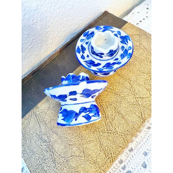 Porcelain Blue Delft Candlestick Holders Set of Two - Picture 5 of 6